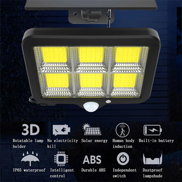 COB 150 LED Solar Light PIR Motion Sensor Wall Lamp Floodlight Waterproof Path Street Lamp Garden Decoration - 3