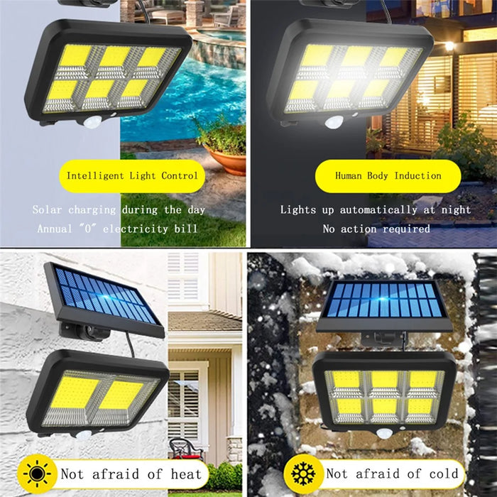 COB 150 LED Solar Light PIR Motion Sensor Wall Lamp Floodlight Waterproof Path Street Lamp Garden Decoration - 5