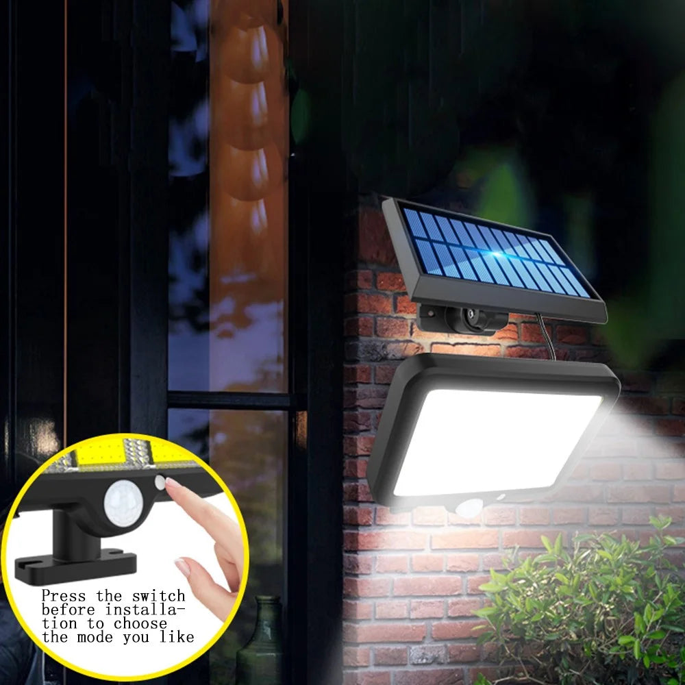 COB 150 LED Solar Light PIR Motion Sensor Wall Lamp Floodlight Waterproof Path Street Lamp Garden Decoration - 7