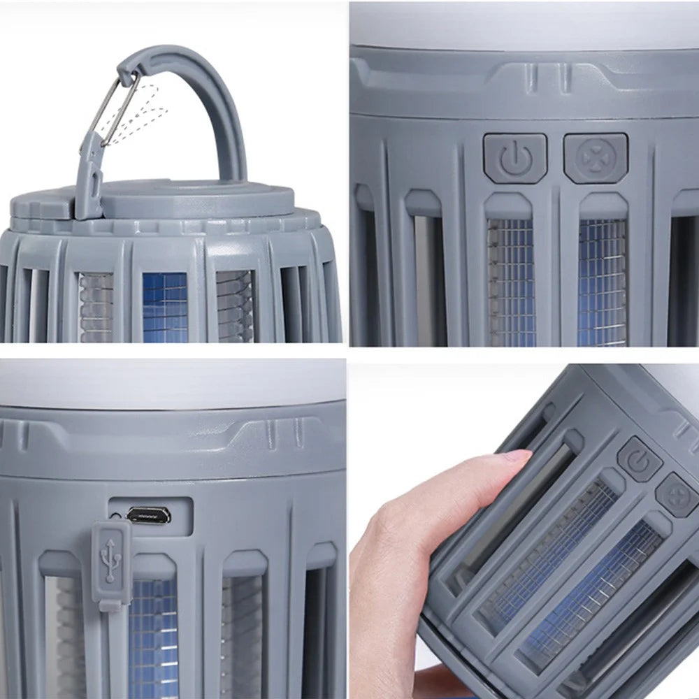 HEWOLF HW-M1832 2-in-1 Mosquito Killer Tent Light Portable LED Camping Lantern Anti-Bug Insect-Trap for Indoor and Outdoor - Grey - 4