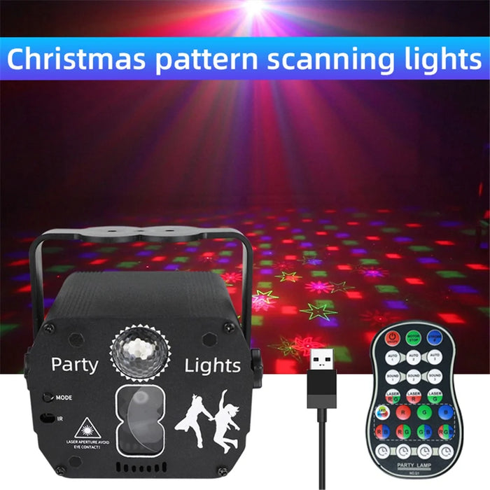 YSH-047 USB LED Pattern Laser Scanning Light USB Remote Voice Control Lamp for Disco KVT Party Show Nightclub - 2