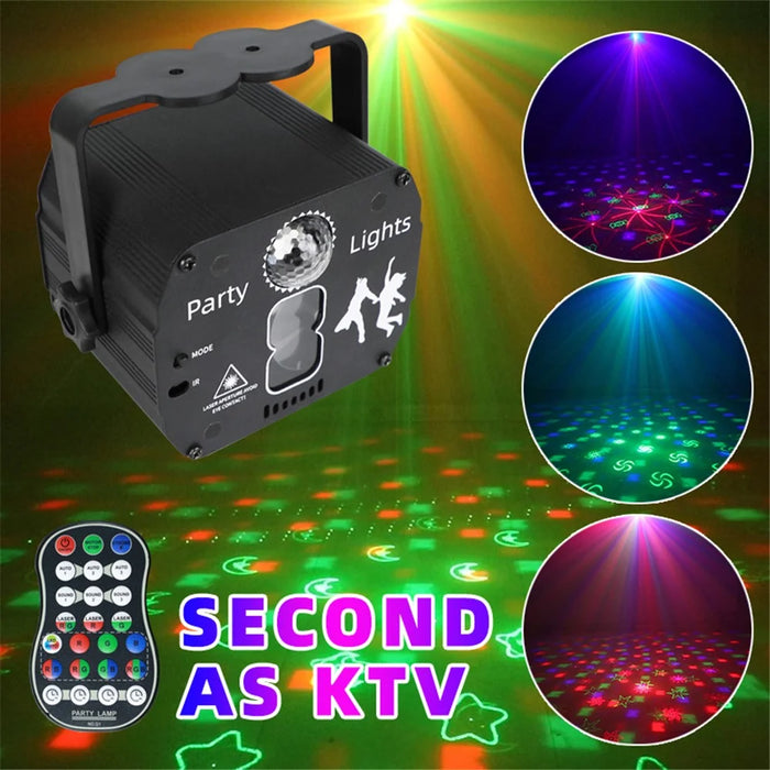 YSH-047 USB LED Pattern Laser Scanning Light USB Remote Voice Control Lamp for Disco KVT Party Show Nightclub - 4