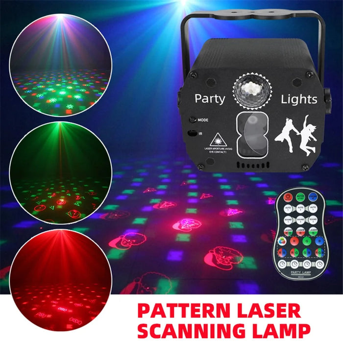 YSH-047 USB LED Pattern Laser Scanning Light USB Remote Voice Control Lamp for Disco KVT Party Show Nightclub - 5