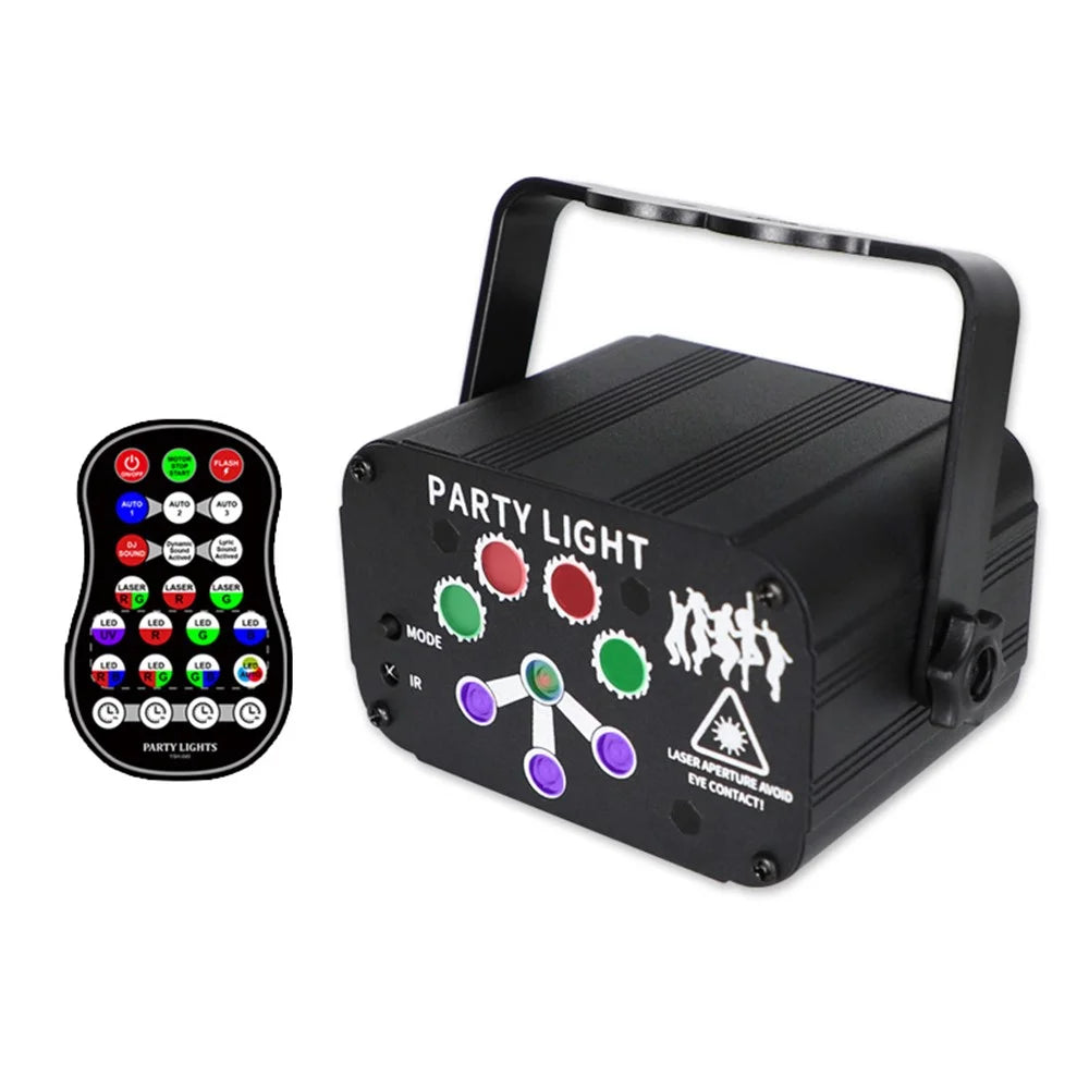 YSH-042 USB Mini Laser 8 Hole 240 Pattern Starry Sky Projection Decorative Light Remote Sound Control Rotating Party Laser Atmosphere Lamp - 1