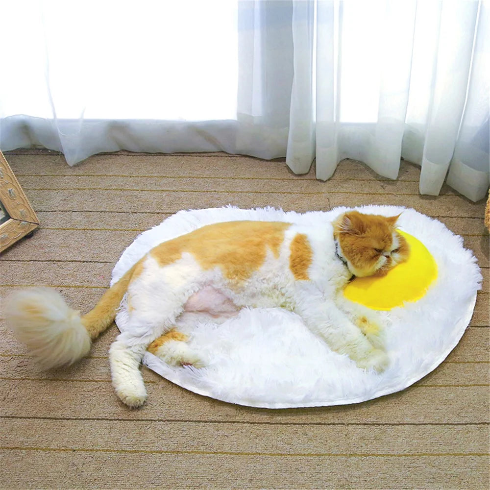 TG-PB0101 Funny Fried Egg Design Soft Plush Pet Mat Warm Dog Cat Rest Sleeping Pad Pet Gift - 2