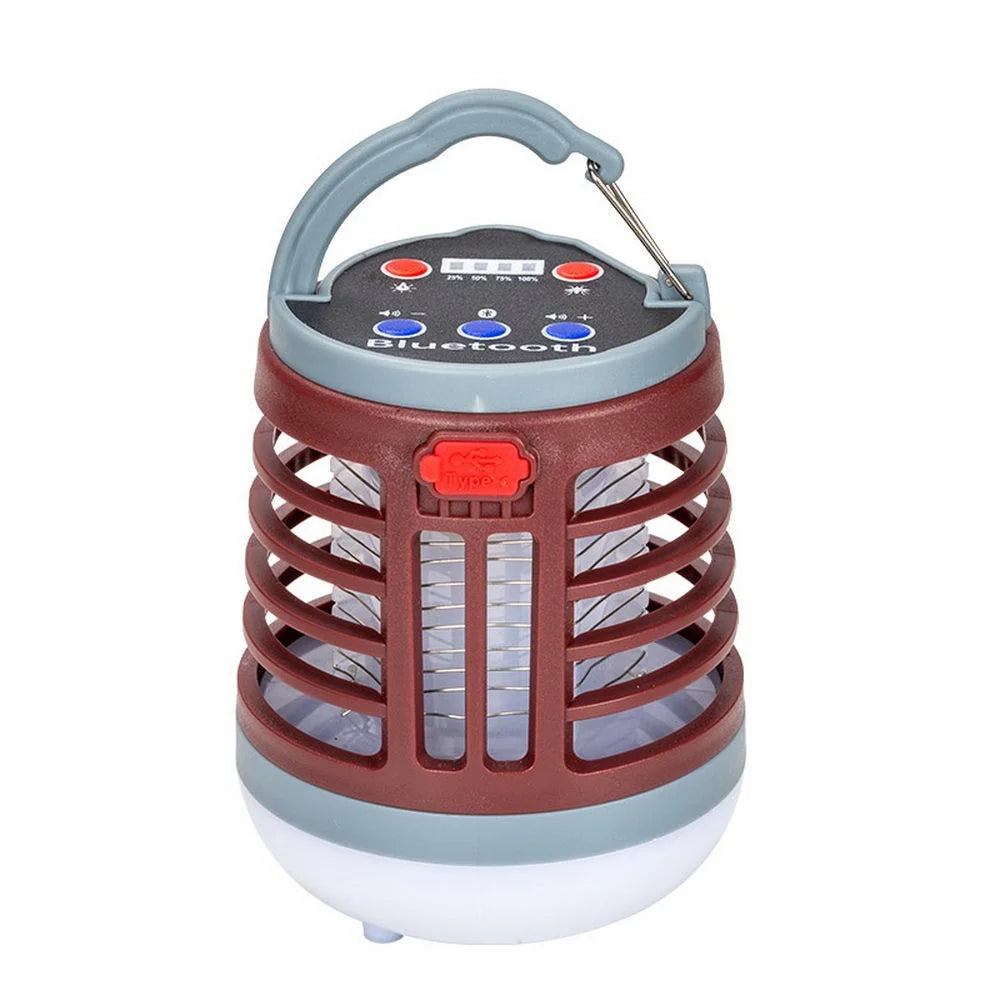 W881 LED Electric Shock Mosquito Killer Lamp Life Waterproof Night Light with Bluetooth Speaker for Home - Brown - 1