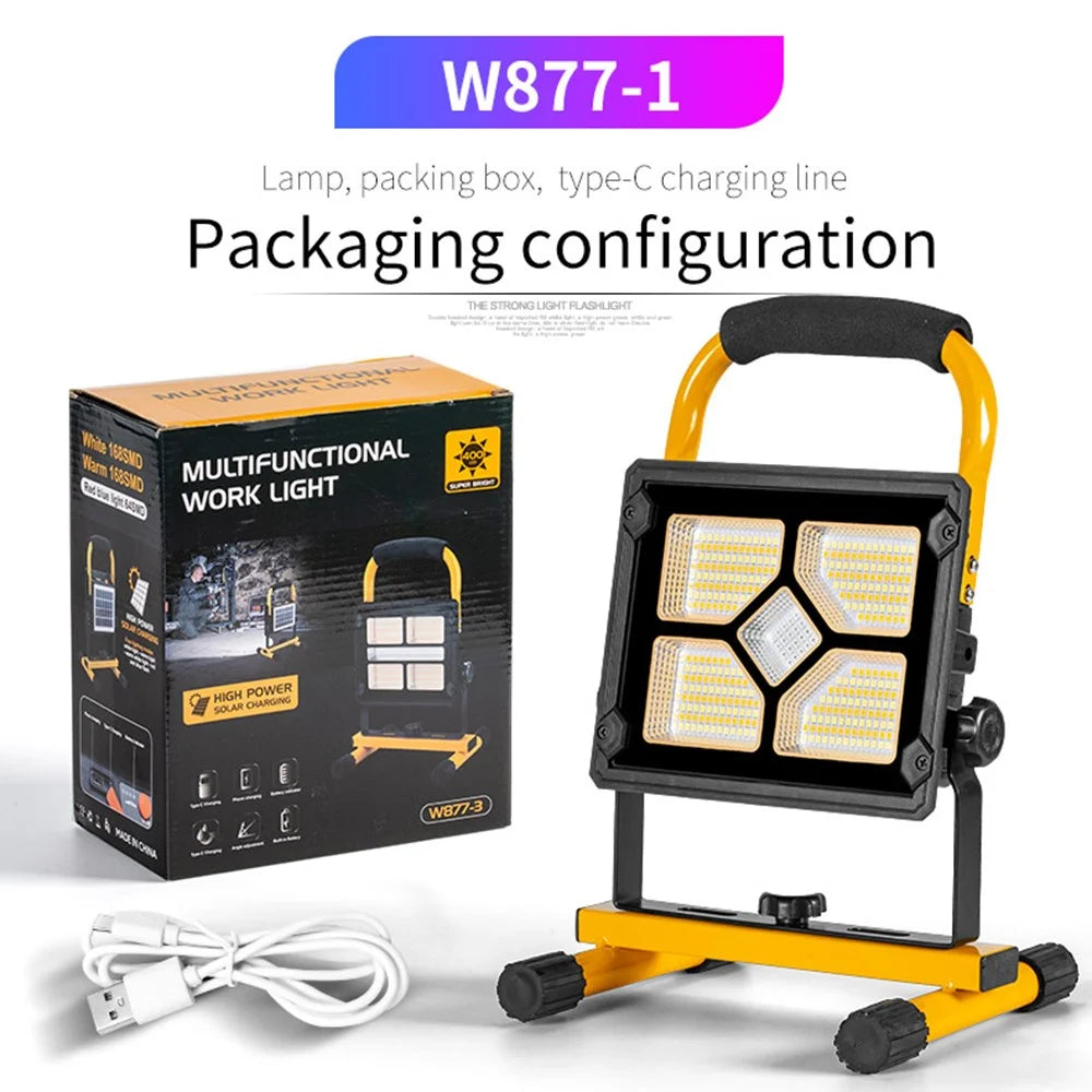 W877-1 Multifunctional 3600mAh Solar LED Light High Power Solar Light Power Bank Portable Searchlight Waterproof Emergency Light Support 360-Degree Rotating 180-Degree Adjustable - 6
