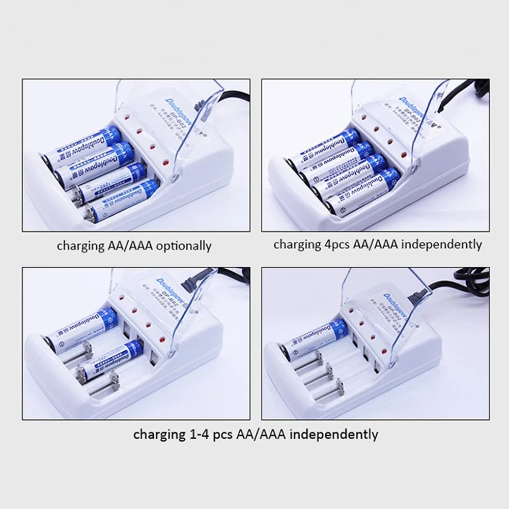 DOUBLEPOW DP-B02 4 Slots Battery Charger for 1.2V AA/AAA Ni-MH/Ni-CD Rechargeable Batteries (Chinese Version) - EU Plug - 4