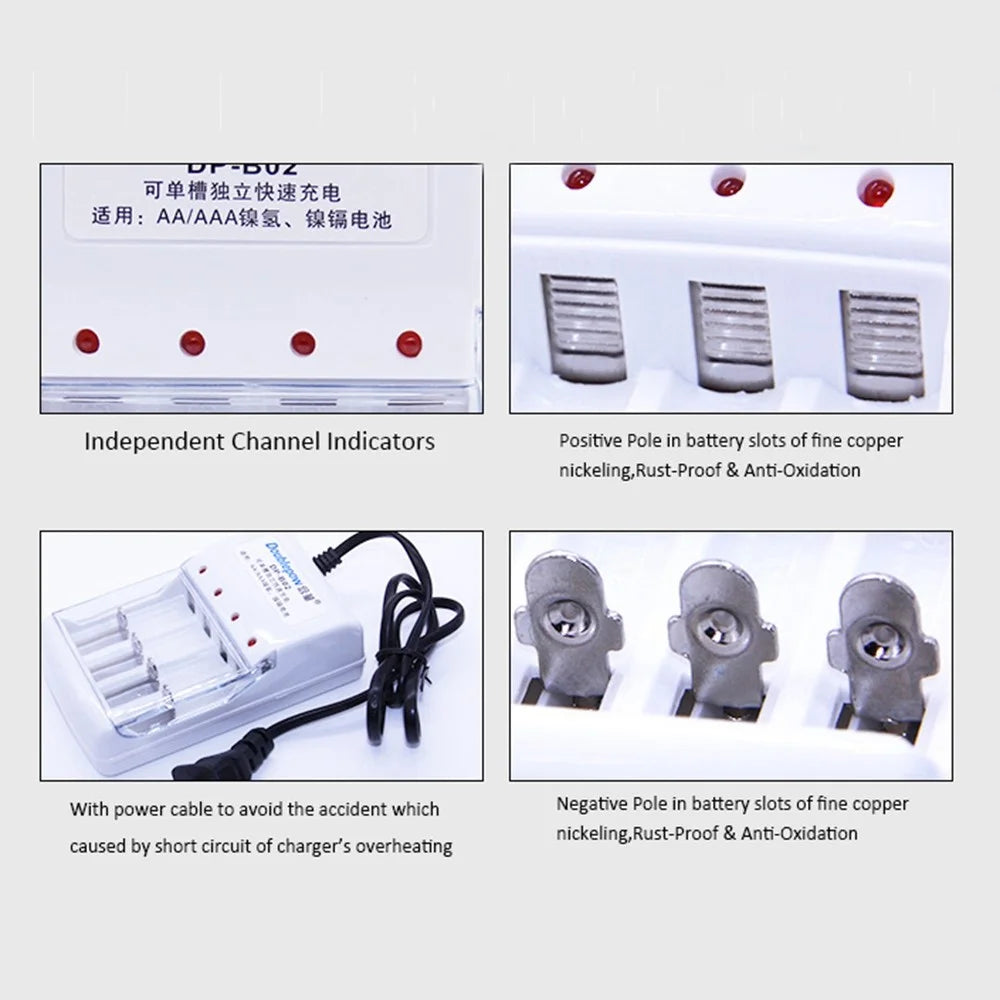 DOUBLEPOW DP-B02 4 Slots Battery Charger for 1.2V AA/AAA Ni-MH/Ni-CD Rechargeable Batteries (Chinese Version) - EU Plug - 5