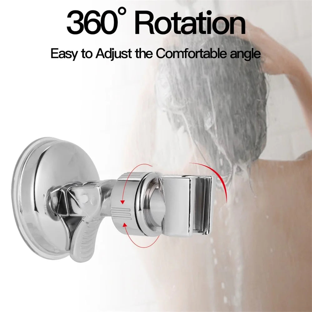 Universal Adjustable Handheld Shower Head Holder Suction Cup Holder Full Plating Shower Head Bathroom Bracket, Style A - 3