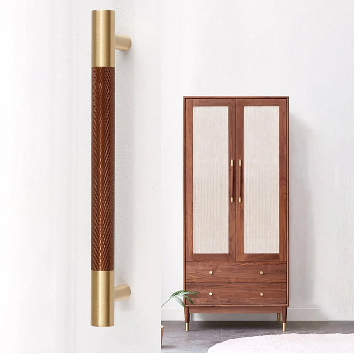 T2933 Dual-hole Screw Installation Cabinet Pulls Brass+Aluminum Alloy Kitchen Drawer Pulls Handles (96mm Hole Distance, 124mm Length) - 5