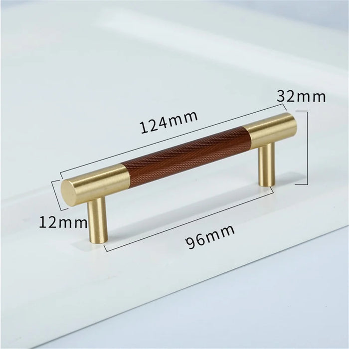 T2933 Dual-hole Screw Installation Cabinet Pulls Brass+Aluminum Alloy Kitchen Drawer Pulls Handles (96mm Hole Distance, 124mm Length) - 7