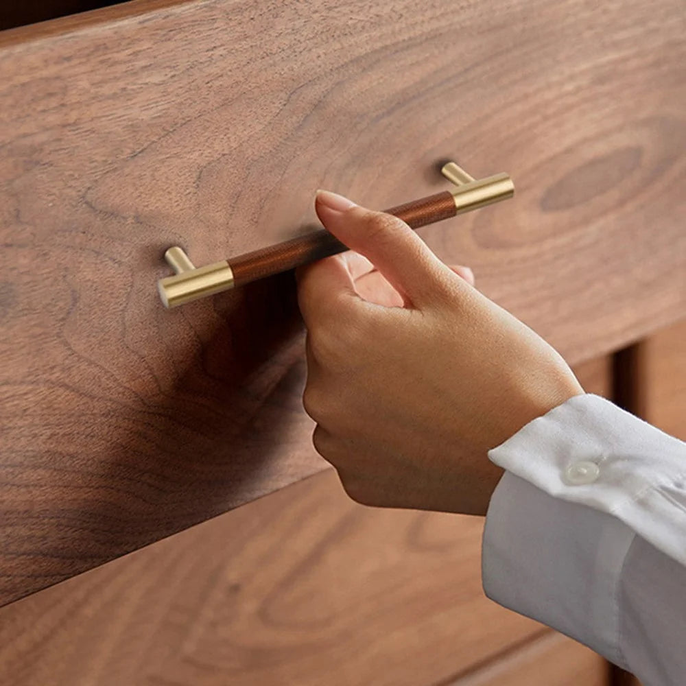 T2933 Cabinet Door Pulls Antique Brass Aluminum Alloy Kitchen Drawer Pulls Handles (128mm Hole Distance, 156mm Length) - 3