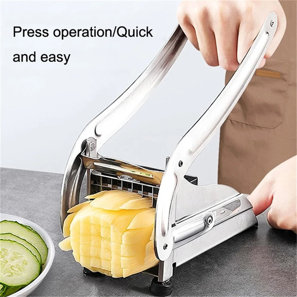 Kitchen French Fry Cutter Stainless Steel Potato Cutter Slicer with Silicone Suction Base (No FDA Certified, BPA-Free) - 3