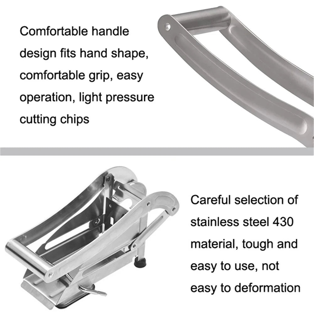 Kitchen French Fry Cutter Stainless Steel Potato Cutter Slicer with Silicone Suction Base (No FDA Certified, BPA-Free) - 5