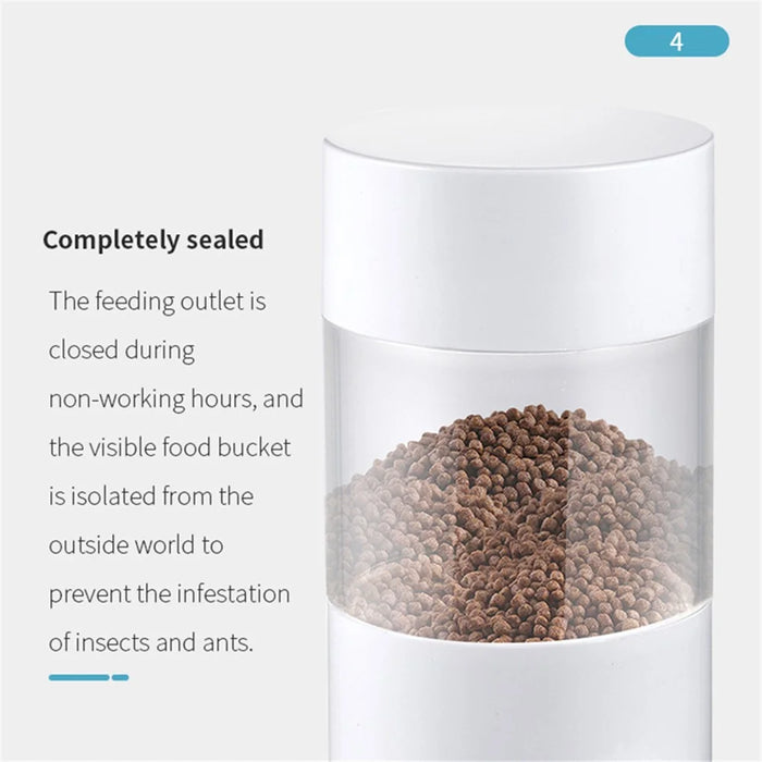 O2 Smart Fish Feeder LED Screen Digital Display Automatic Fish Feeder Fish Food Dispenser for Fish Tank - 5