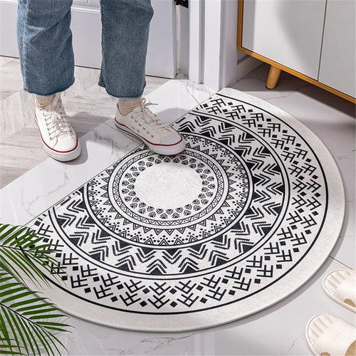 40*60cm Moroccan Semicircle Entrance Door Mat Non-Slip Absorbent Bathmat - Moroccan White / Style A - 1