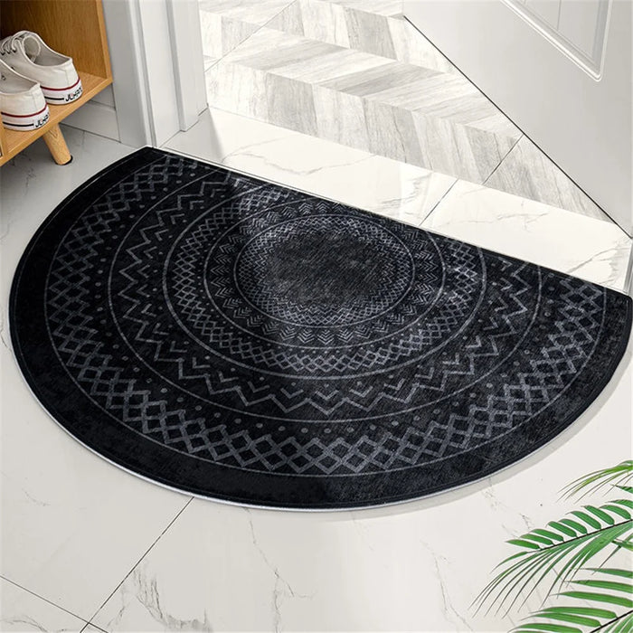 50*80cm Semicircle Bathmat Non-Slip Absorbent Moroccan Entrance Door Mat - Moroccan Black / Style A - 1