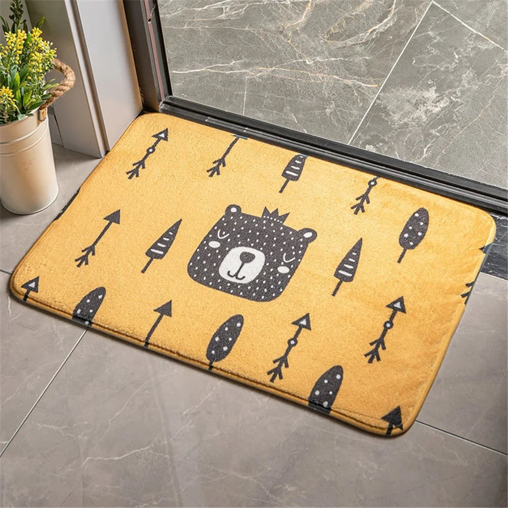 40x60cm Square Entrance Door Mat Non-Slip Water Absorbent Bathroom Mat Carpet - Bear - 2