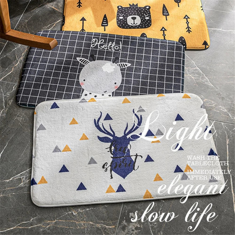 40x60cm Square Entrance Door Mat Non-Slip Water Absorbent Bathroom Mat Carpet - Bear - 5