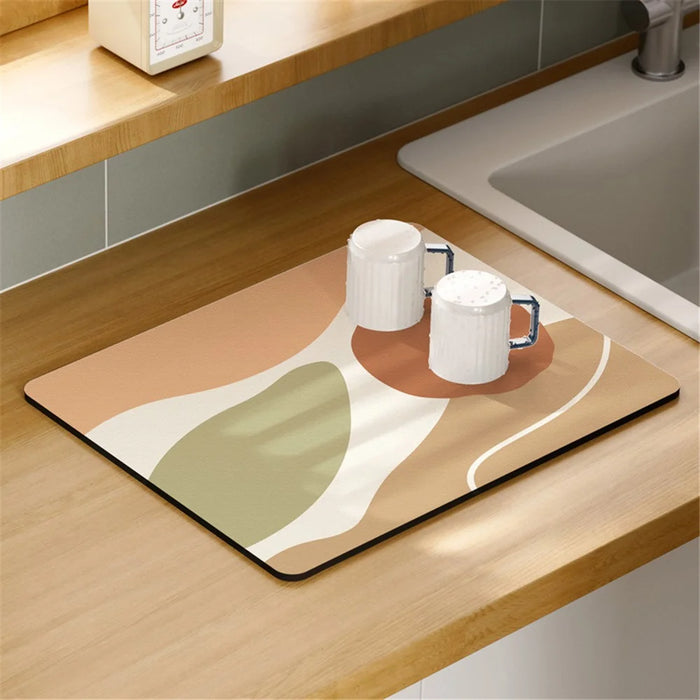 50x60cm Non-Slip Dish Drying Mat Absorbent Dish Drying Pad for Kitchen Counter - Style E - 2