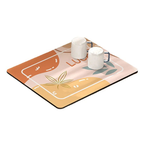 50x60cm Diatomite Super Absorbent Draining Mat Non-Slip Kitchen Counter Tableware Pad - Luck / Yellow - 1
