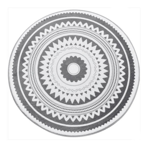 60x60cm Round Bathroom Rug Non-slip Soft Area Mat for Bath Bedroom Playroom - Dark Grey / Pattern - 1