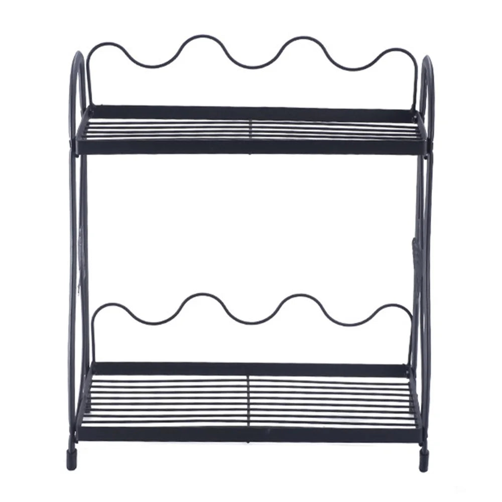 001- ZJ-SS2 Butterfly Design Bathroom Storage Rack Double Layer Metal Shelf - 1