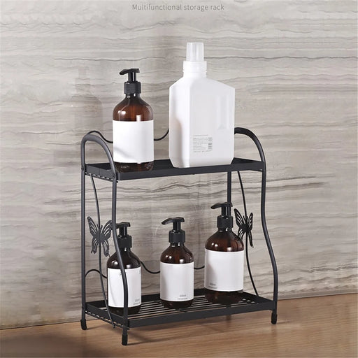 001- ZJ-SS2 Butterfly Design Bathroom Storage Rack Double Layer Metal Shelf - 2