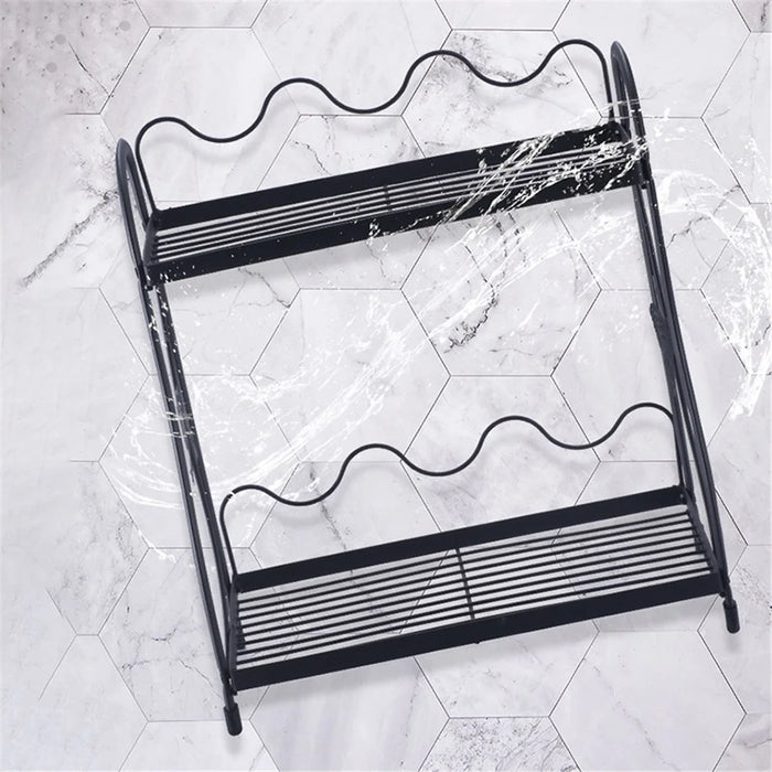 001- ZJ-SS2 Butterfly Design Bathroom Storage Rack Double Layer Metal Shelf - 4