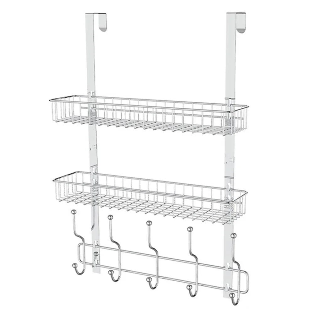 001-ZJGG-002 Over The Door Hanging Basket with 5 Hooks for Bathroom Living Room - 1