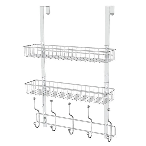 001-ZJGG-002 Over The Door Hanging Basket with 5 Hooks for Bathroom Living Room - 1