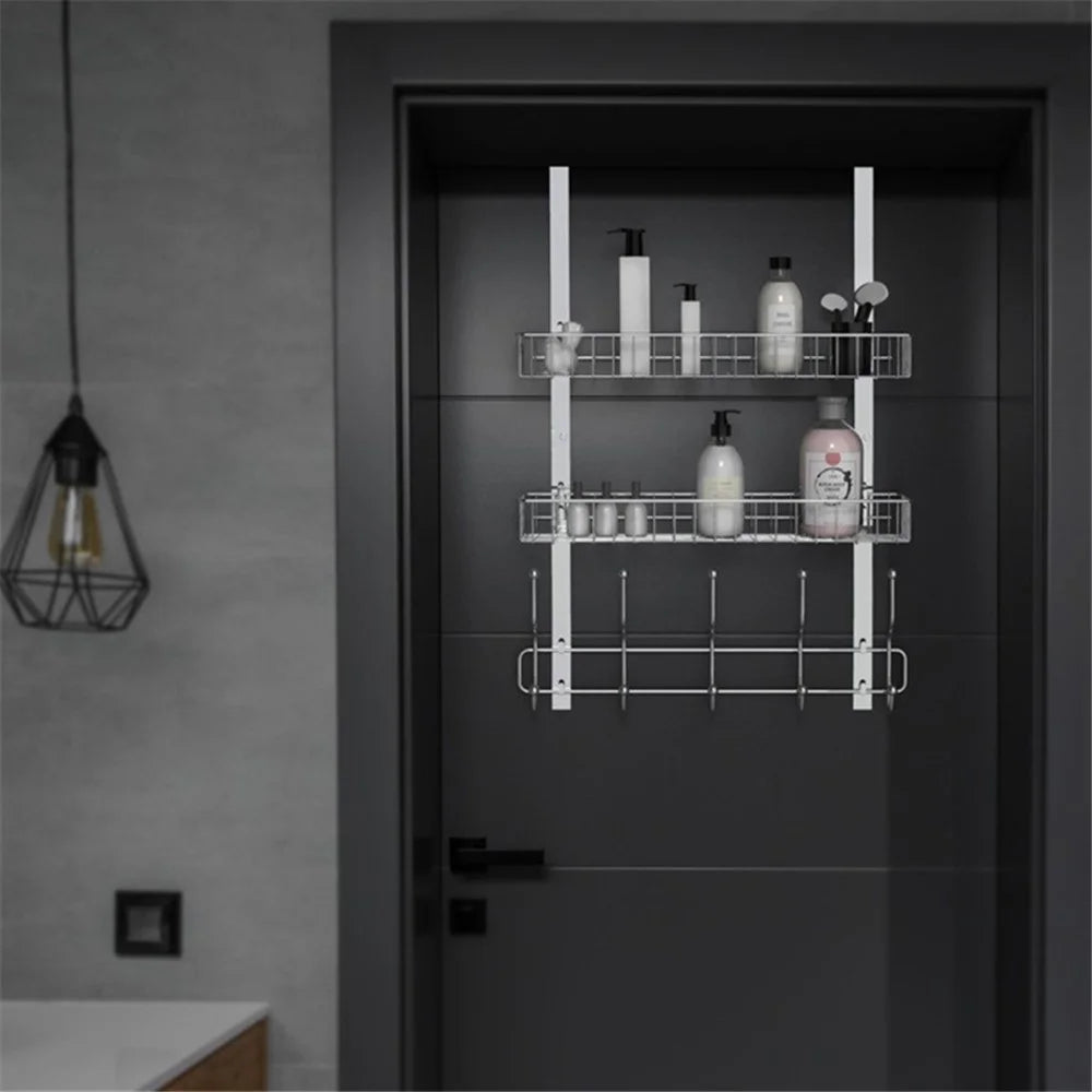 001-ZJGG-002 Over The Door Hanging Basket with 5 Hooks for Bathroom Living Room - 2