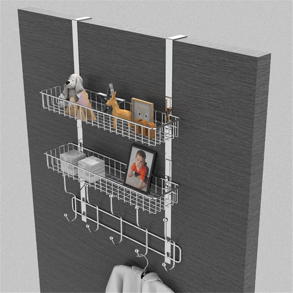 001-ZJGG-002 Over The Door Hanging Basket with 5 Hooks for Bathroom Living Room - 3