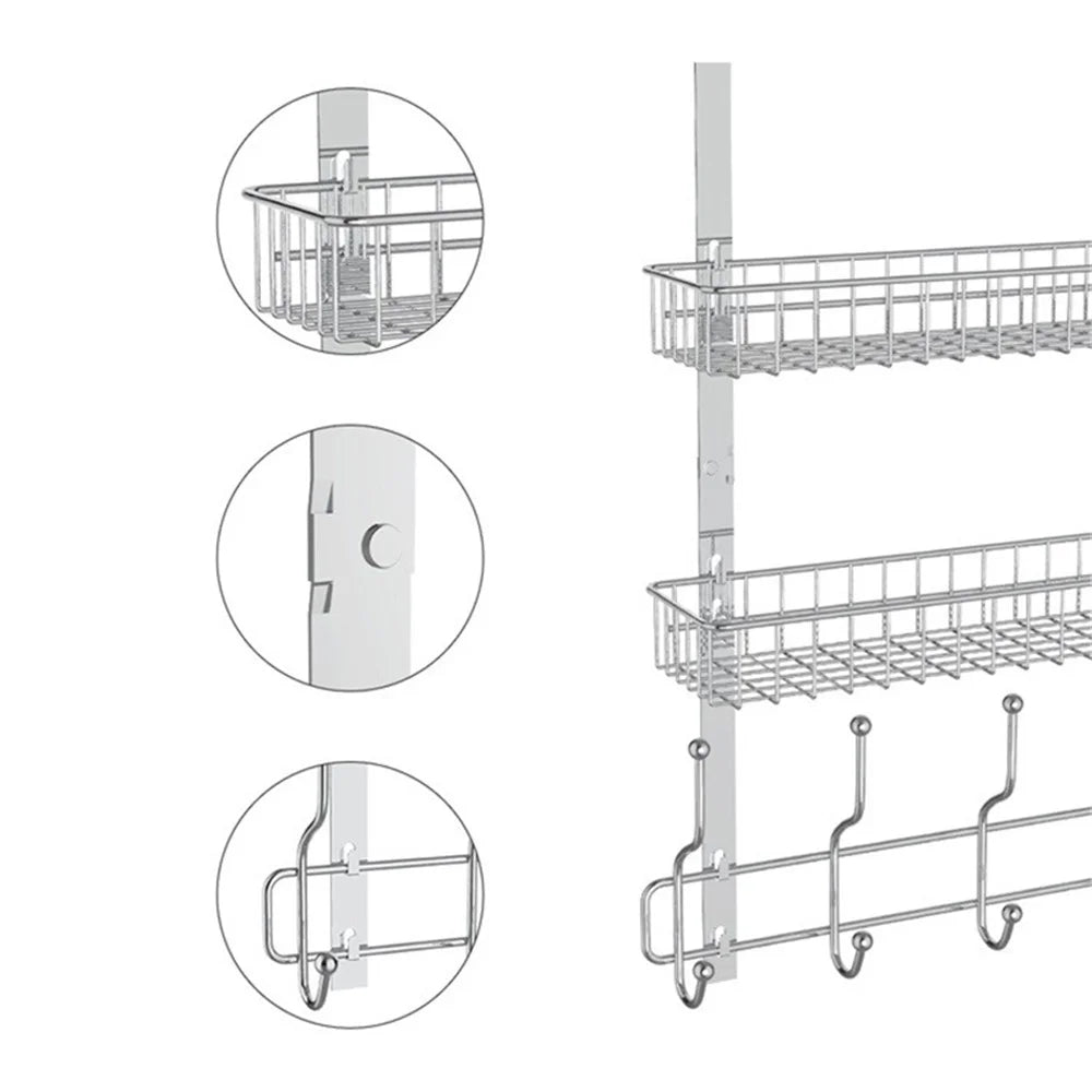 001-ZJGG-002 Over The Door Hanging Basket with 5 Hooks for Bathroom Living Room - 5