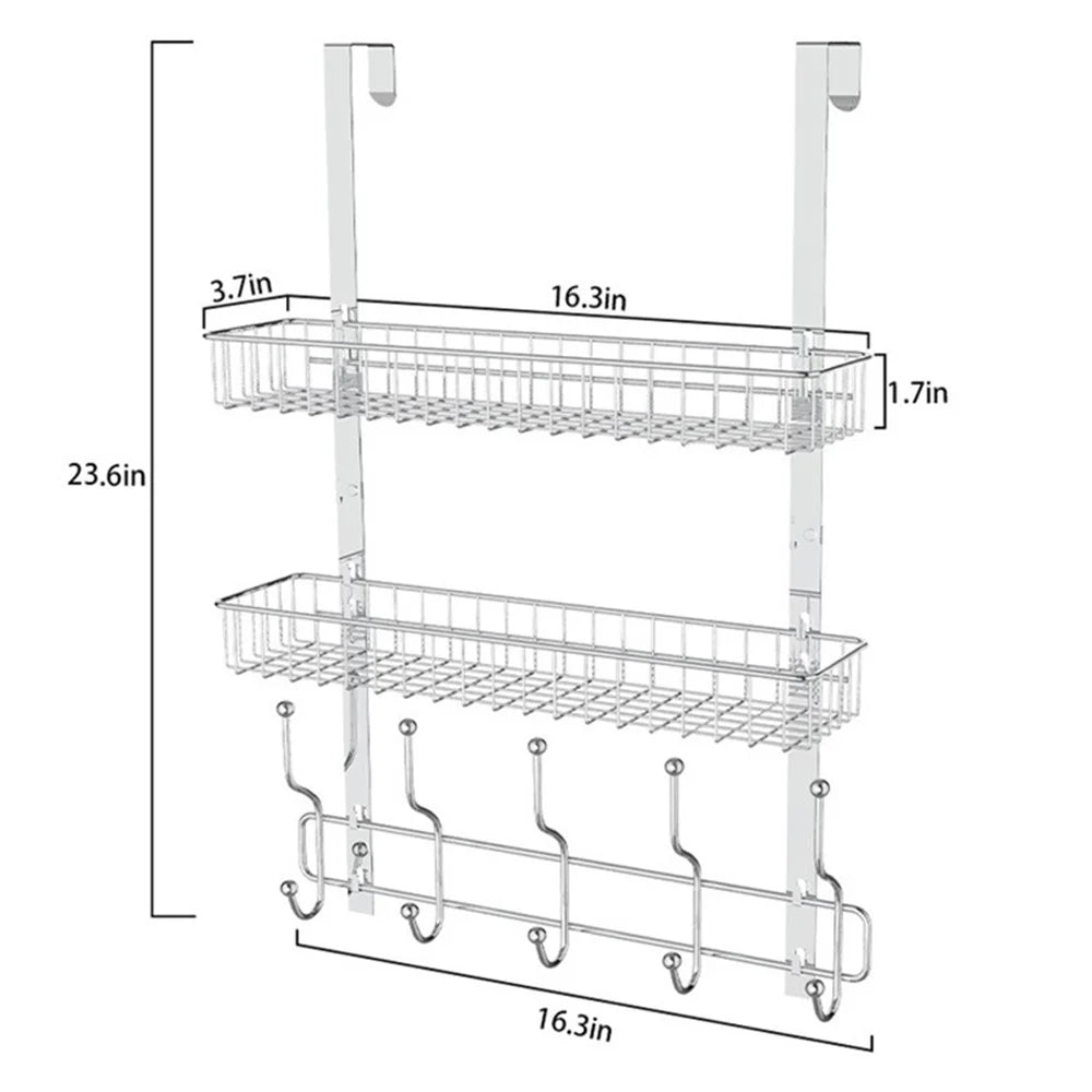 001-ZJGG-002 Over The Door Hanging Basket with 5 Hooks for Bathroom Living Room - 6