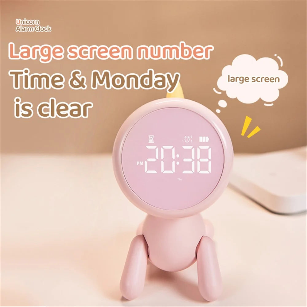XR-MM-C2305 Cartoon LED Digital Display Desk Clock Student Bedside Night Light Electronic Alarm Clock - Pink - 4