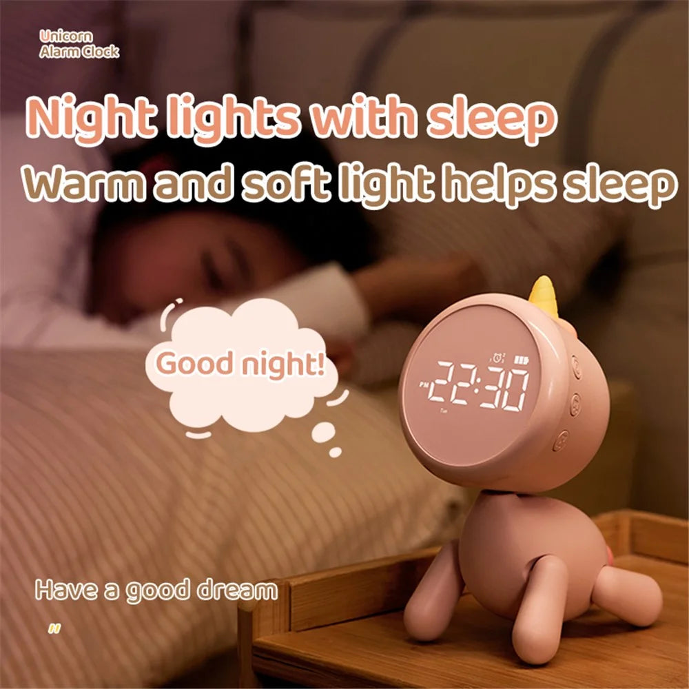 XR-MM-C2305 Cartoon LED Digital Display Desk Clock Student Bedside Night Light Electronic Alarm Clock - Pink - 5