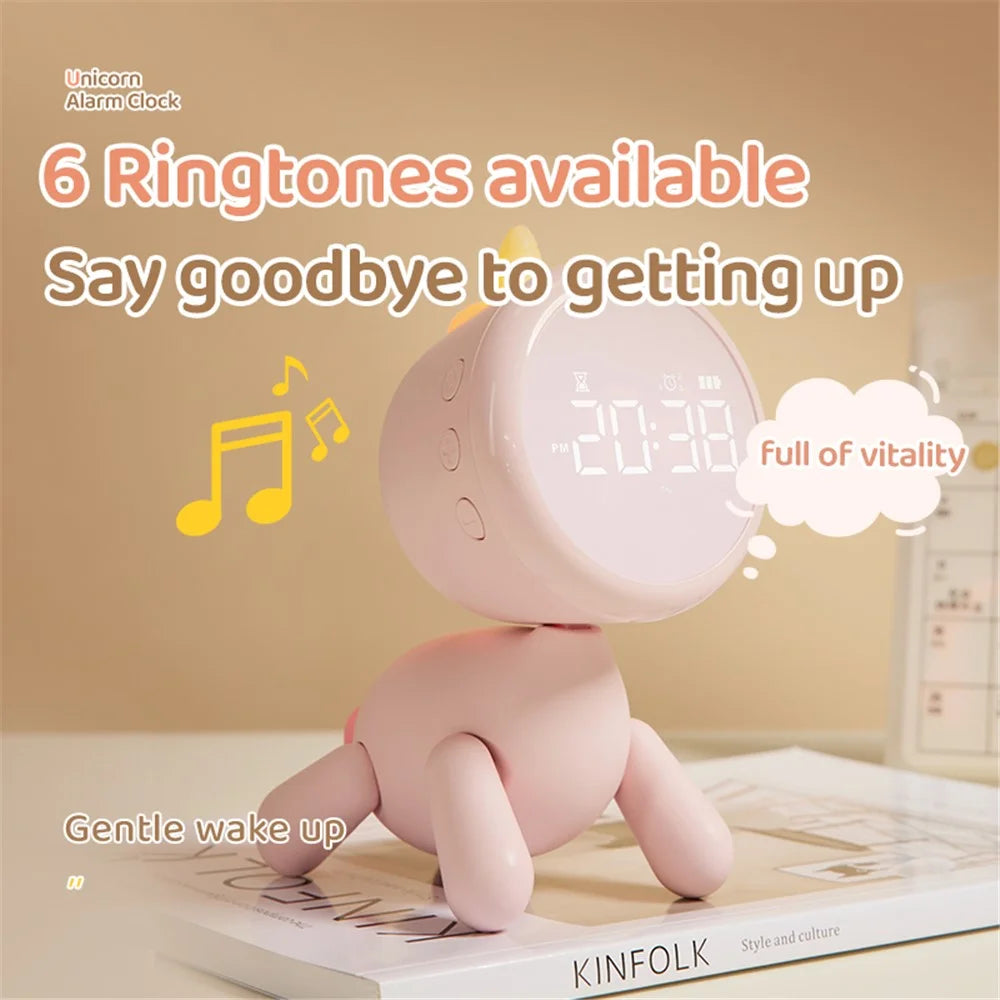 XR-MM-C2305 Cartoon LED Digital Display Desk Clock Student Bedside Night Light Electronic Alarm Clock - Pink - 6
