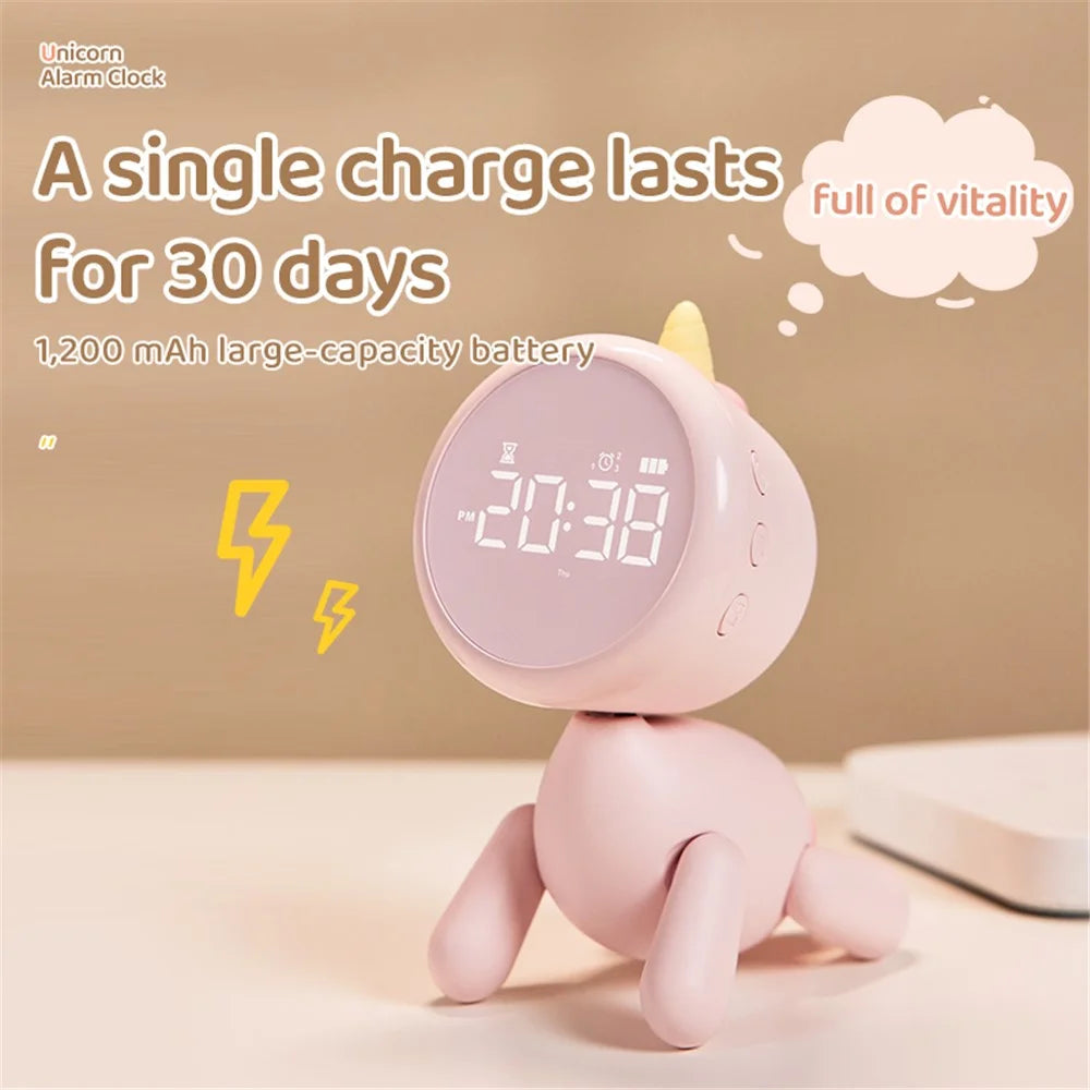 XR-MM-C2305 Cartoon LED Digital Display Desk Clock Student Bedside Night Light Electronic Alarm Clock - Pink - 7