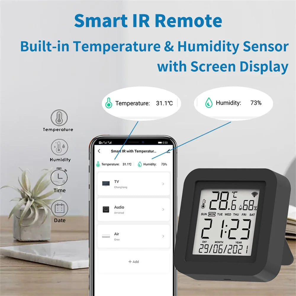 2.4GHz WiFi Wireless IR Remote Temperature Humidity Monitor for Home Office - 5