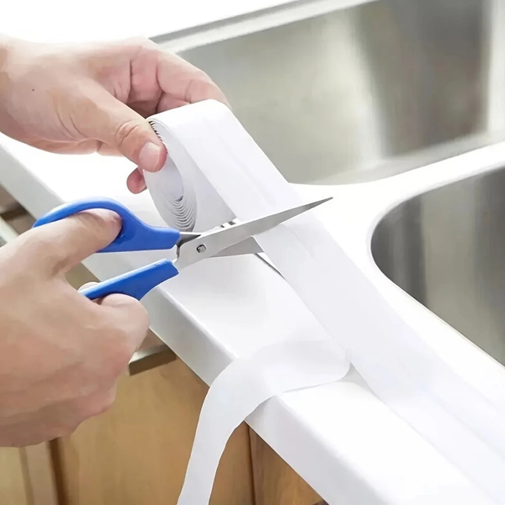 3.8CMx3.2M PVC Caulk Strips Self Adhesive Sealing Tape for Countertop Sink Shower Tile Bathtub - 3