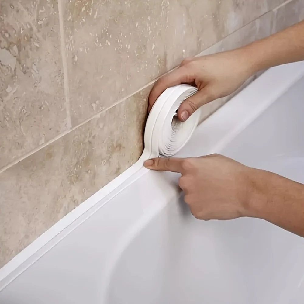 3.8CMx1.5M Self Adhesive PVC Caulk Tapes Waterproof Toilet Caulk Strips Sealing Tapes - 4