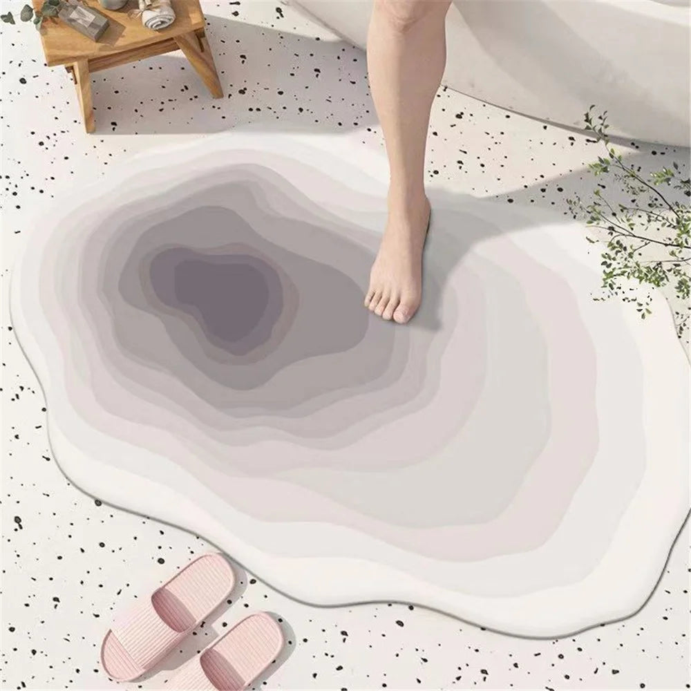041505 40x60cm Nordic Style Irregular Non-Slip Bath Mat Diatom Mud Water Absorbent Bathroom Floor Pad - Grey - 1