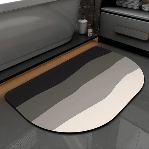 051204 40x60cm Nordic Style Bath Mat Diatom Mud Water Absorbent Bathroom Floor Pad - Stripe / Grey - 1