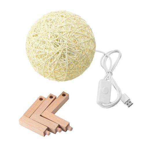 Ball Style Sepak Takraw Night Light USB Charging Desk Table Lamp - Yellow - 2