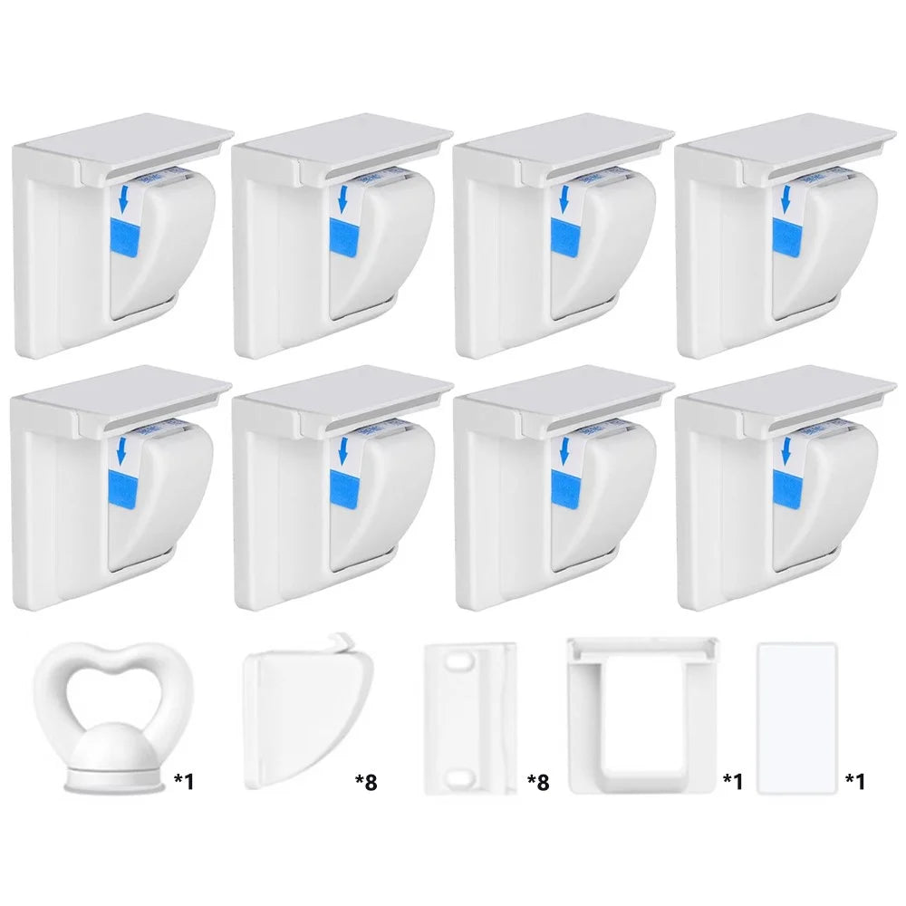 8Pcs Magnetic Cupboard Lock with Key Child Safety Lock for Kitchen Cabinets and Drawers - 1