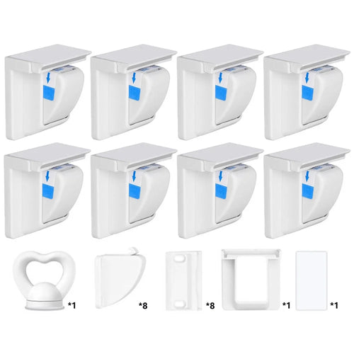 8Pcs Magnetic Cupboard Lock with Key Child Safety Lock for Kitchen Cabinets and Drawers - 1