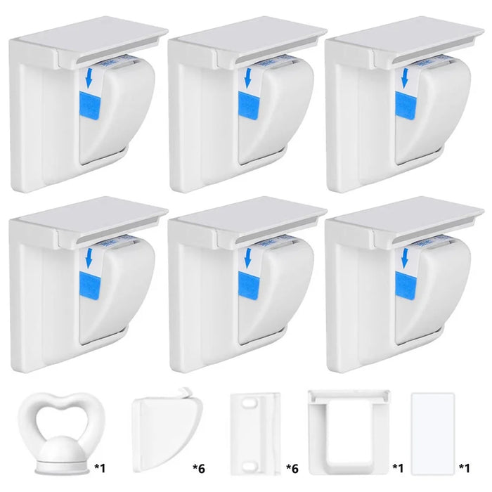 6Pcs Magnetic Cupboard Lock with Key Child Safety Lock for Kitchen Cabinets and Drawers - 1