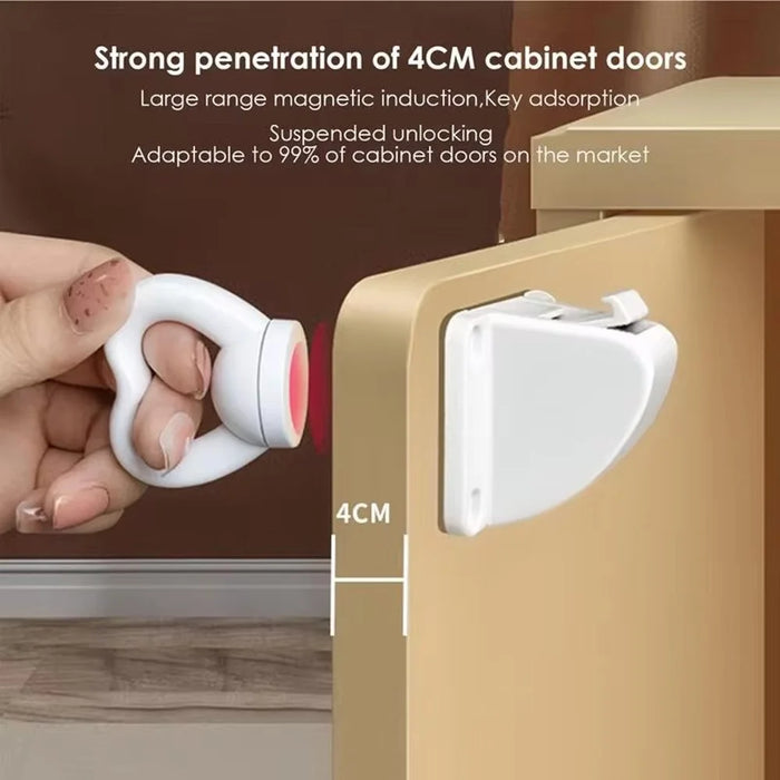 2Pcs Magnetic Cupboard Lock with Key Child Safety Lock for Kitchen Cabinets and Drawers - 3